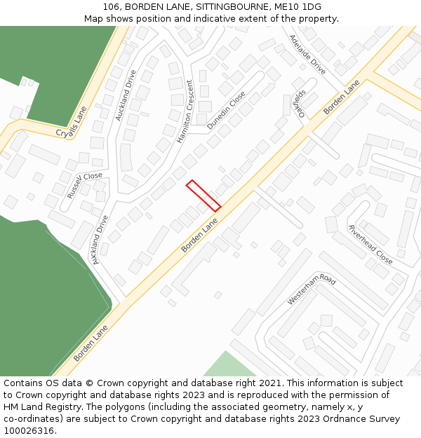 106, BORDEN LANE, SITTINGBOURNE, ME10 1DG: Location map and indicative extent of plot