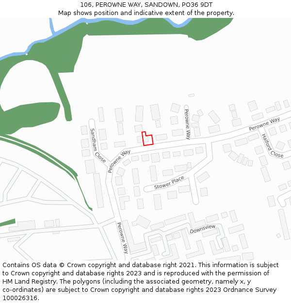 106, PEROWNE WAY, SANDOWN, PO36 9DT: Location map and indicative extent of plot