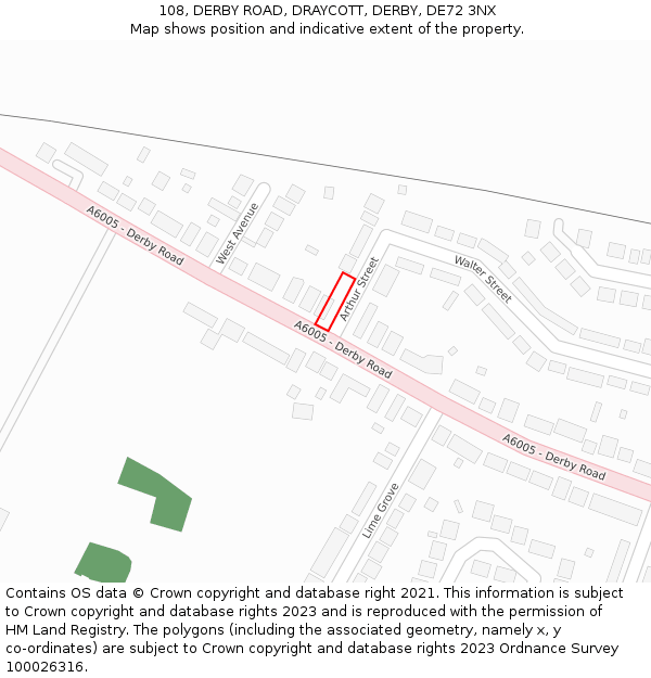 108, DERBY ROAD, DRAYCOTT, DERBY, DE72 3NX: Location map and indicative extent of plot