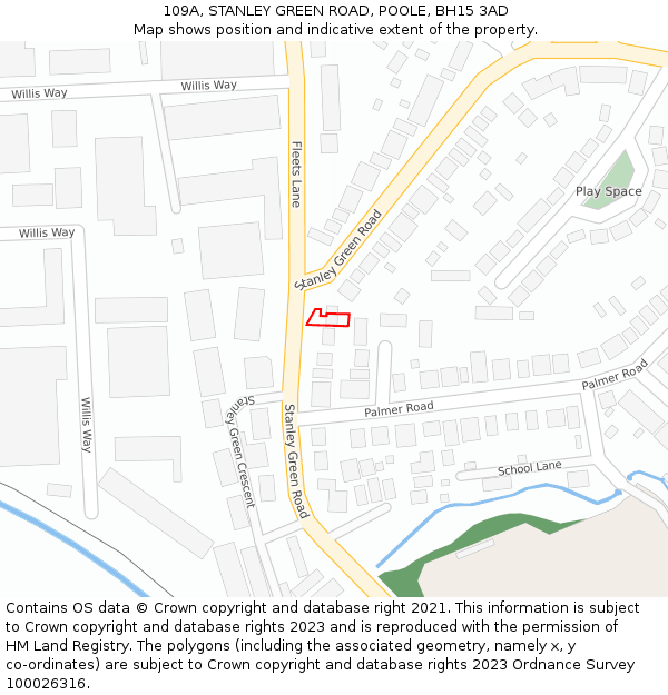 109A, STANLEY GREEN ROAD, POOLE, BH15 3AD: Location map and indicative extent of plot