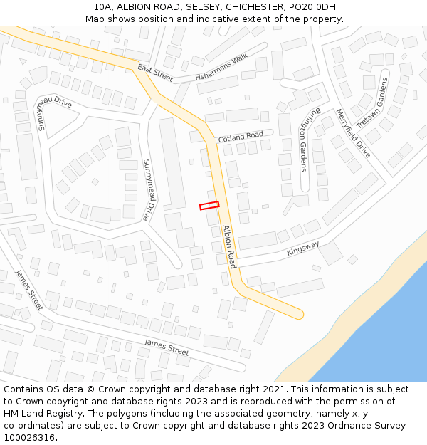 10A, ALBION ROAD, SELSEY, CHICHESTER, PO20 0DH: Location map and indicative extent of plot