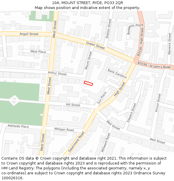 10A, MOUNT STREET, RYDE, PO33 2QR: Location map and indicative extent of plot