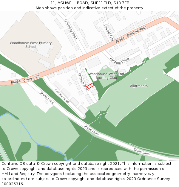 11, ASHWELL ROAD, SHEFFIELD, S13 7EB: Location map and indicative extent of plot