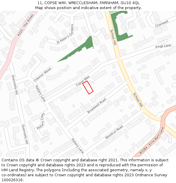 11, COPSE WAY, WRECCLESHAM, FARNHAM, GU10 4QL: Location map and indicative extent of plot