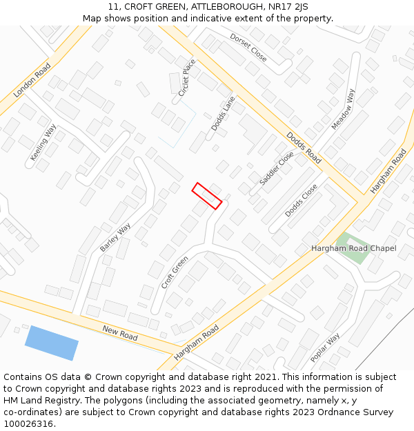 11, CROFT GREEN, ATTLEBOROUGH, NR17 2JS: Location map and indicative extent of plot