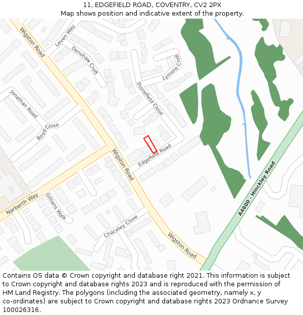 11, EDGEFIELD ROAD, COVENTRY, CV2 2PX: Location map and indicative extent of plot