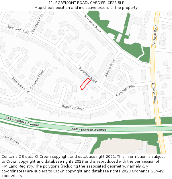 11, EGREMONT ROAD, CARDIFF, CF23 5LP: Location map and indicative extent of plot