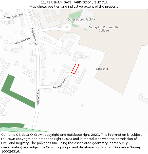 11, FERNHAM GATE, FARINGDON, SN7 7LR: Location map and indicative extent of plot