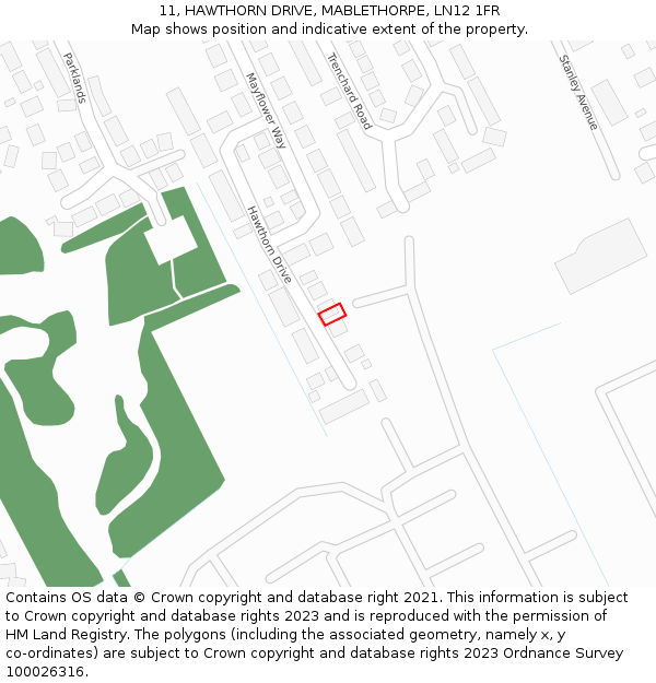 11, HAWTHORN DRIVE, MABLETHORPE, LN12 1FR: Location map and indicative extent of plot