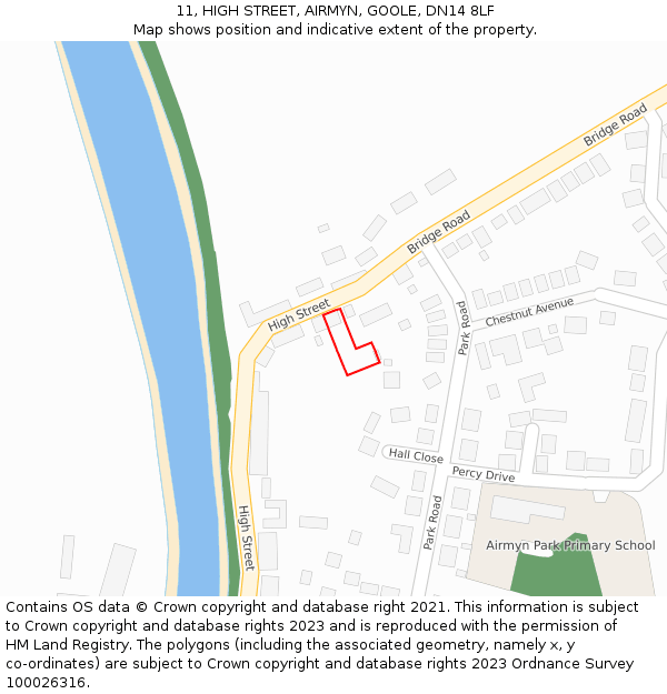 11, HIGH STREET, AIRMYN, GOOLE, DN14 8LF: Location map and indicative extent of plot