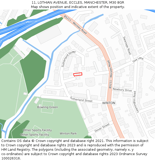 11, LOTHIAN AVENUE, ECCLES, MANCHESTER, M30 8GR: Location map and indicative extent of plot