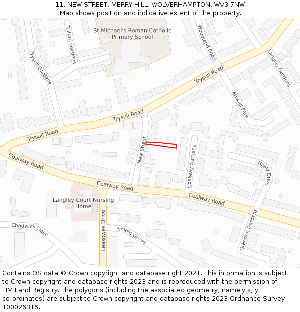 11, NEW STREET, MERRY HILL, WOLVERHAMPTON, WV3 7NW: Location map and indicative extent of plot