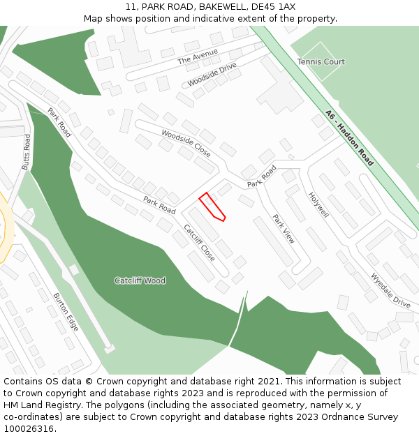11, PARK ROAD, BAKEWELL, DE45 1AX: Location map and indicative extent of plot