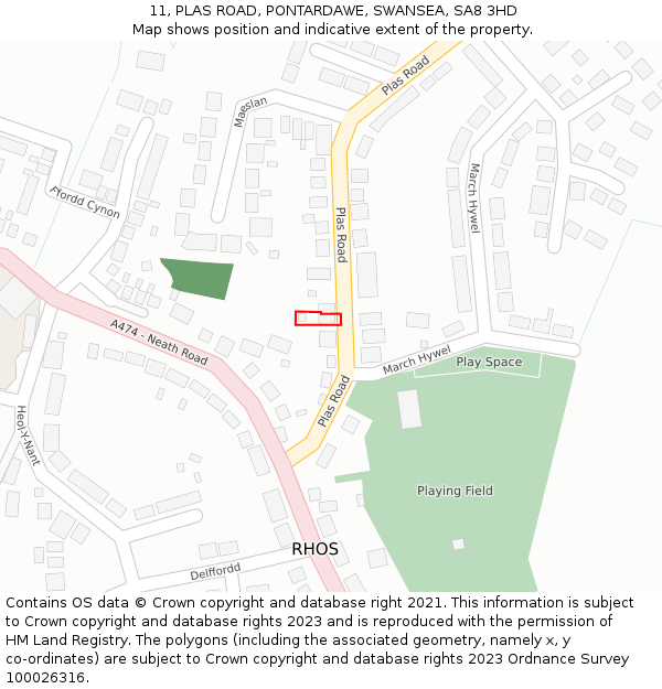 11, PLAS ROAD, PONTARDAWE, SWANSEA, SA8 3HD: Location map and indicative extent of plot