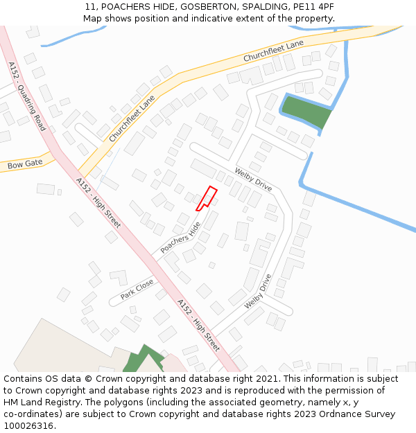 11, POACHERS HIDE, GOSBERTON, SPALDING, PE11 4PF: Location map and indicative extent of plot