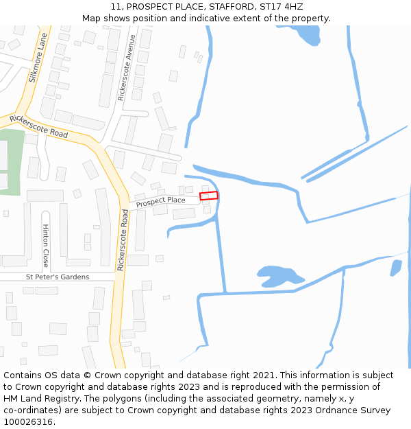 11, PROSPECT PLACE, STAFFORD, ST17 4HZ: Location map and indicative extent of plot