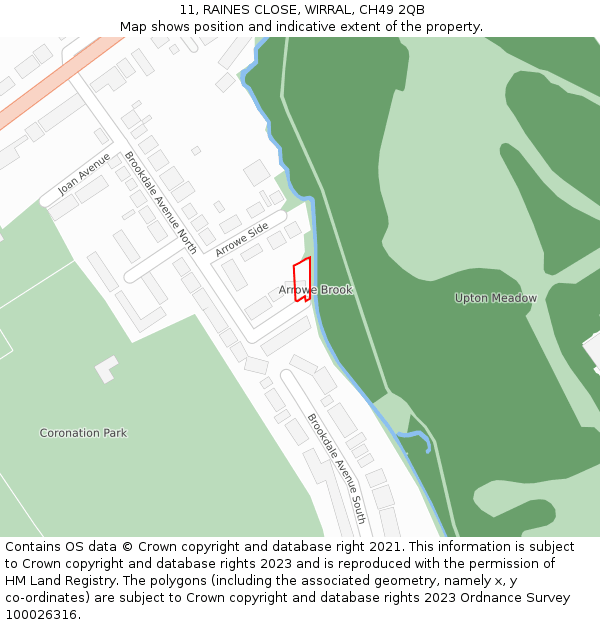 11, RAINES CLOSE, WIRRAL, CH49 2QB: Location map and indicative extent of plot