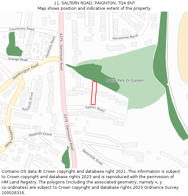 11, SALTERN ROAD, PAIGNTON, TQ4 6NT: Location map and indicative extent of plot