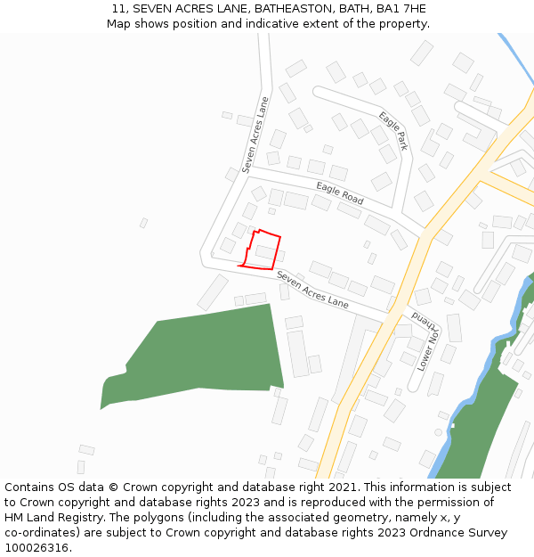 11, SEVEN ACRES LANE, BATHEASTON, BATH, BA1 7HE: Location map and indicative extent of plot