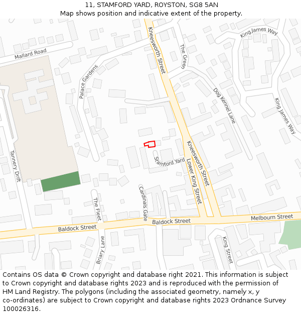 11, STAMFORD YARD, ROYSTON, SG8 5AN: Location map and indicative extent of plot