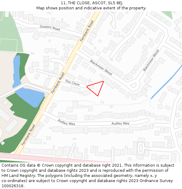 11, THE CLOSE, ASCOT, SL5 8EJ: Location map and indicative extent of plot