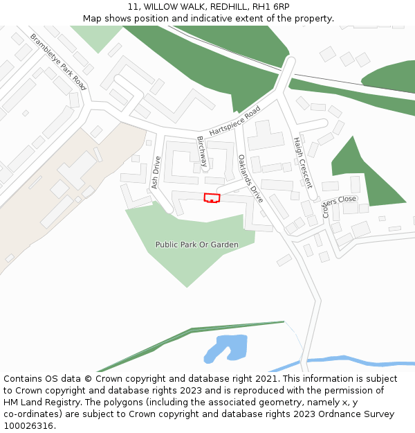 11, WILLOW WALK, REDHILL, RH1 6RP: Location map and indicative extent of plot