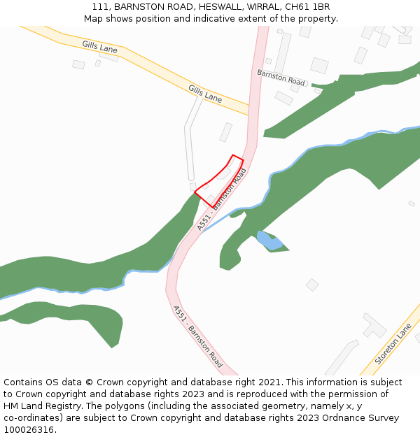 111, BARNSTON ROAD, HESWALL, WIRRAL, CH61 1BR: Location map and indicative extent of plot