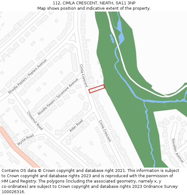 112, CIMLA CRESCENT, NEATH, SA11 3NP: Location map and indicative extent of plot