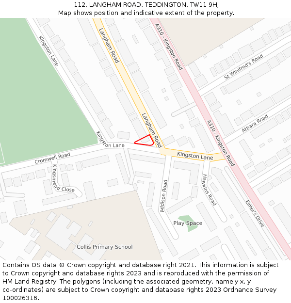 112, LANGHAM ROAD, TEDDINGTON, TW11 9HJ: Location map and indicative extent of plot