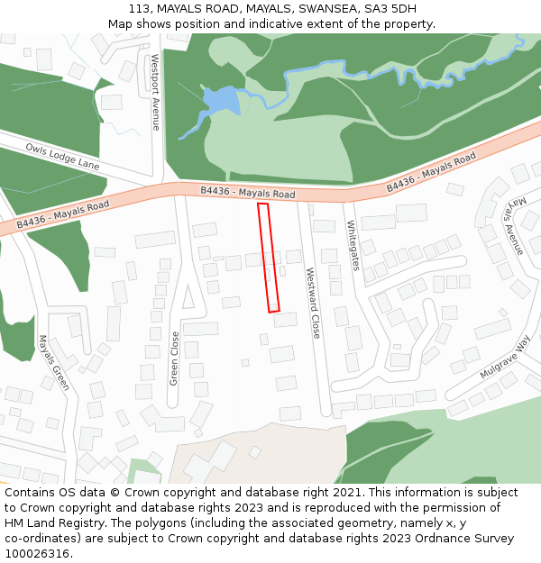 113, MAYALS ROAD, MAYALS, SWANSEA, SA3 5DH: Location map and indicative extent of plot