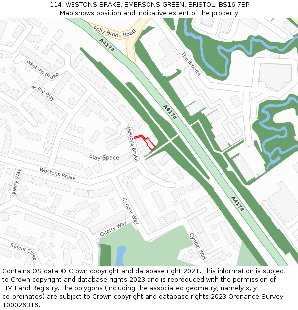 114, WESTONS BRAKE, EMERSONS GREEN, BRISTOL, BS16 7BP: Location map and indicative extent of plot