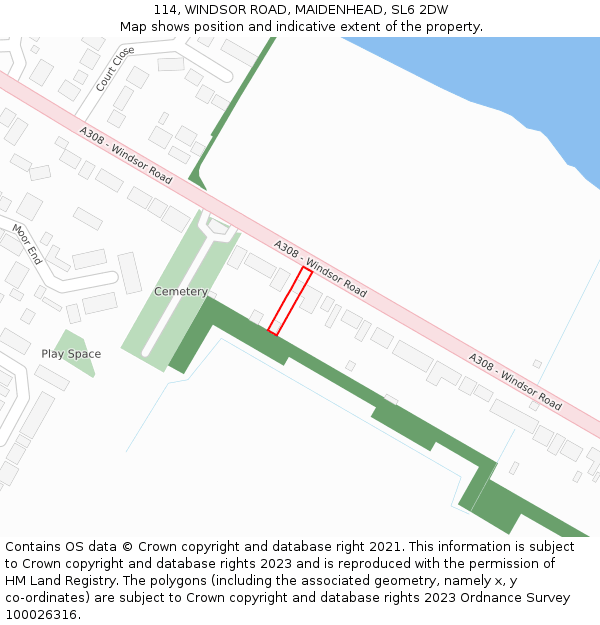 114, WINDSOR ROAD, MAIDENHEAD, SL6 2DW: Location map and indicative extent of plot