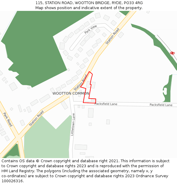 115, STATION ROAD, WOOTTON BRIDGE, RYDE, PO33 4RG: Location map and indicative extent of plot