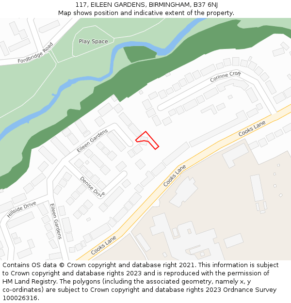 117, EILEEN GARDENS, BIRMINGHAM, B37 6NJ: Location map and indicative extent of plot