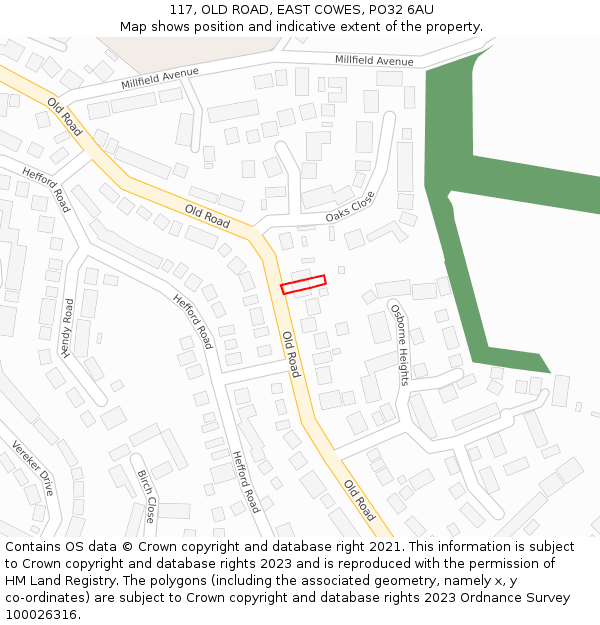 117, OLD ROAD, EAST COWES, PO32 6AU: Location map and indicative extent of plot