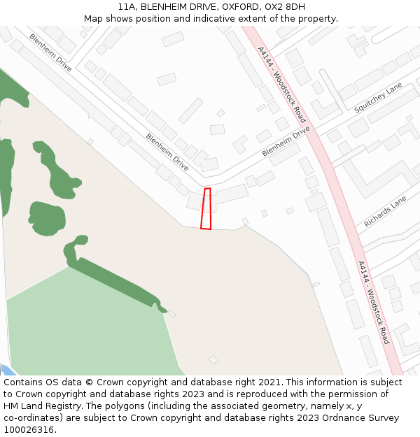 11A, BLENHEIM DRIVE, OXFORD, OX2 8DH: Location map and indicative extent of plot