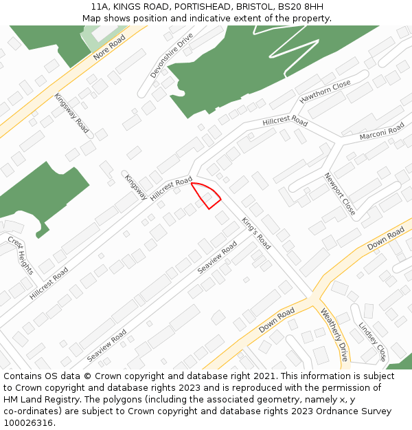 11A, KINGS ROAD, PORTISHEAD, BRISTOL, BS20 8HH: Location map and indicative extent of plot