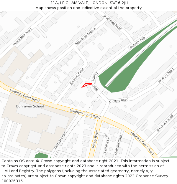 11A, LEIGHAM VALE, LONDON, SW16 2JH: Location map and indicative extent of plot