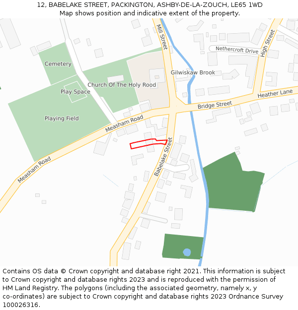 12, BABELAKE STREET, PACKINGTON, ASHBY-DE-LA-ZOUCH, LE65 1WD: Location map and indicative extent of plot