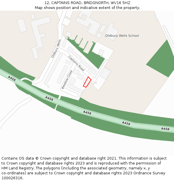 12, CAPTAINS ROAD, BRIDGNORTH, WV16 5HZ: Location map and indicative extent of plot