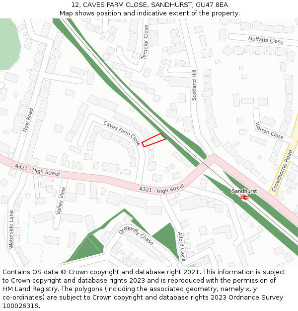 12, CAVES FARM CLOSE, SANDHURST, GU47 8EA: Location map and indicative extent of plot