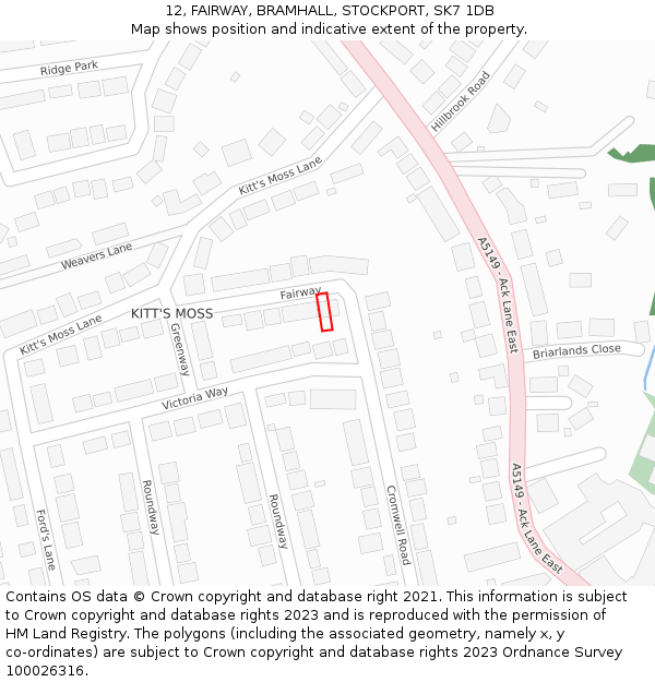 12, FAIRWAY, BRAMHALL, STOCKPORT, SK7 1DB: Location map and indicative extent of plot