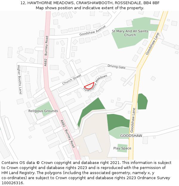 12, HAWTHORNE MEADOWS, CRAWSHAWBOOTH, ROSSENDALE, BB4 8BF: Location map and indicative extent of plot