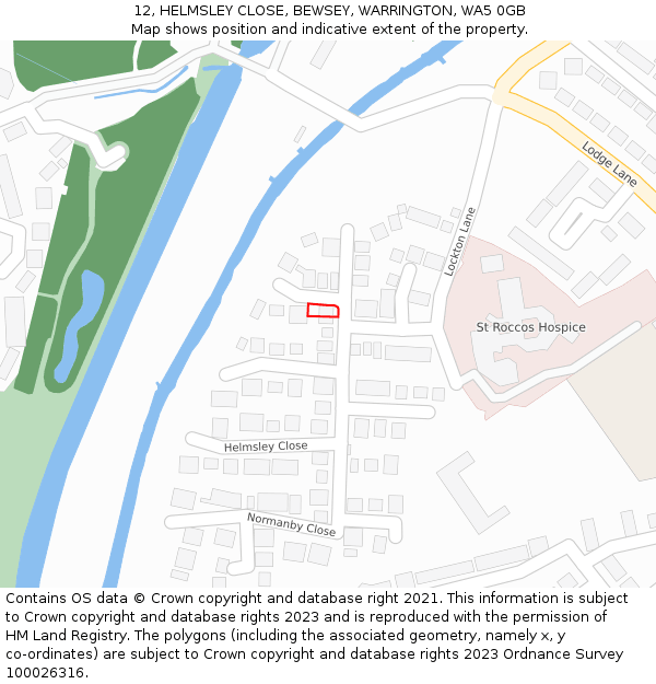 12, HELMSLEY CLOSE, BEWSEY, WARRINGTON, WA5 0GB: Location map and indicative extent of plot