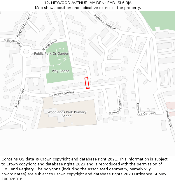 12, HEYWOOD AVENUE, MAIDENHEAD, SL6 3JA: Location map and indicative extent of plot