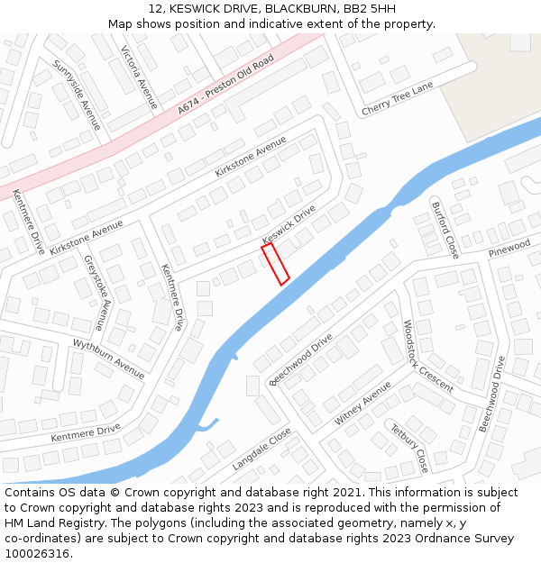 12, KESWICK DRIVE, BLACKBURN, BB2 5HH: Location map and indicative extent of plot