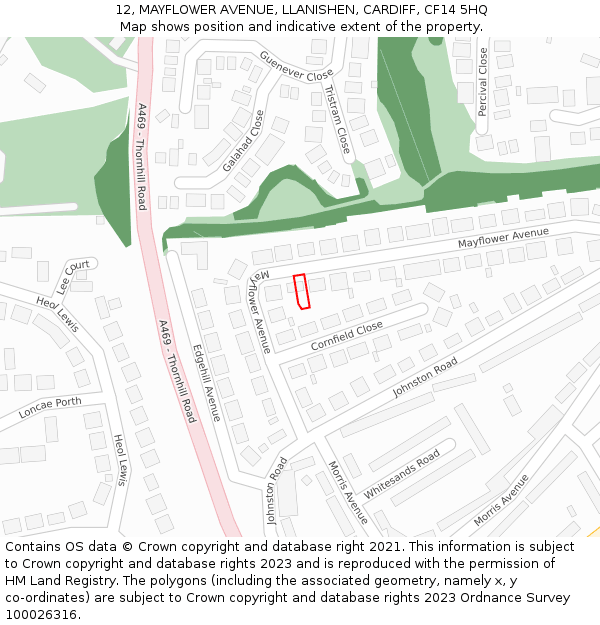 12, MAYFLOWER AVENUE, LLANISHEN, CARDIFF, CF14 5HQ: Location map and indicative extent of plot