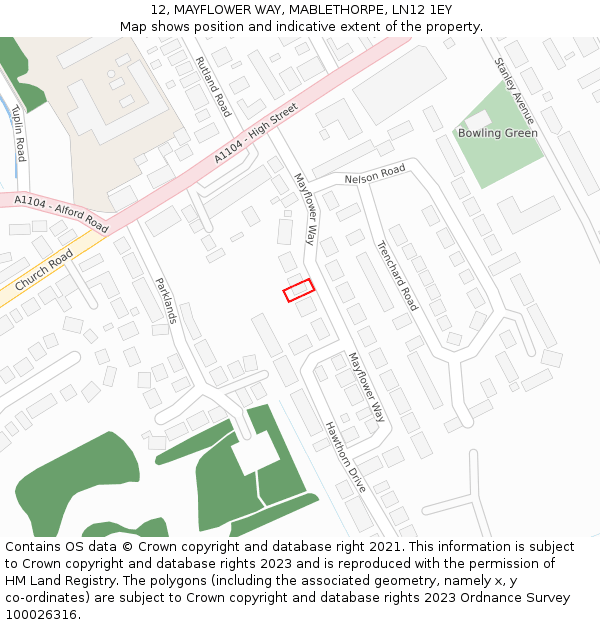 12, MAYFLOWER WAY, MABLETHORPE, LN12 1EY: Location map and indicative extent of plot