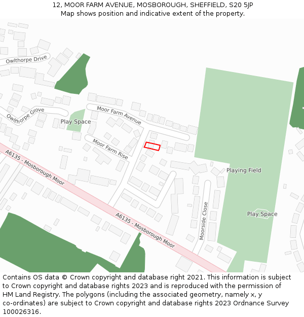 12, MOOR FARM AVENUE, MOSBOROUGH, SHEFFIELD, S20 5JP: Location map and indicative extent of plot