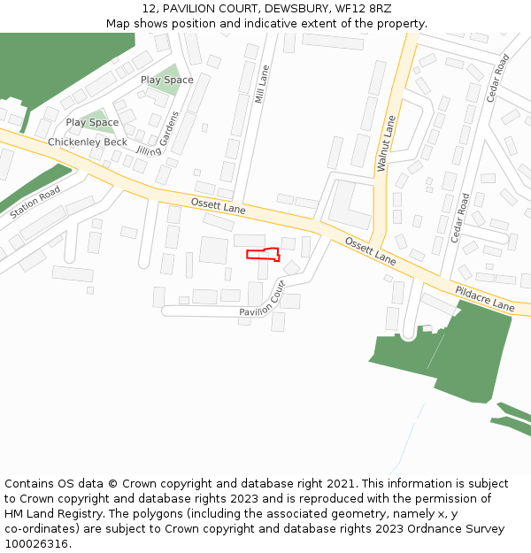 12, PAVILION COURT, DEWSBURY, WF12 8RZ: Location map and indicative extent of plot